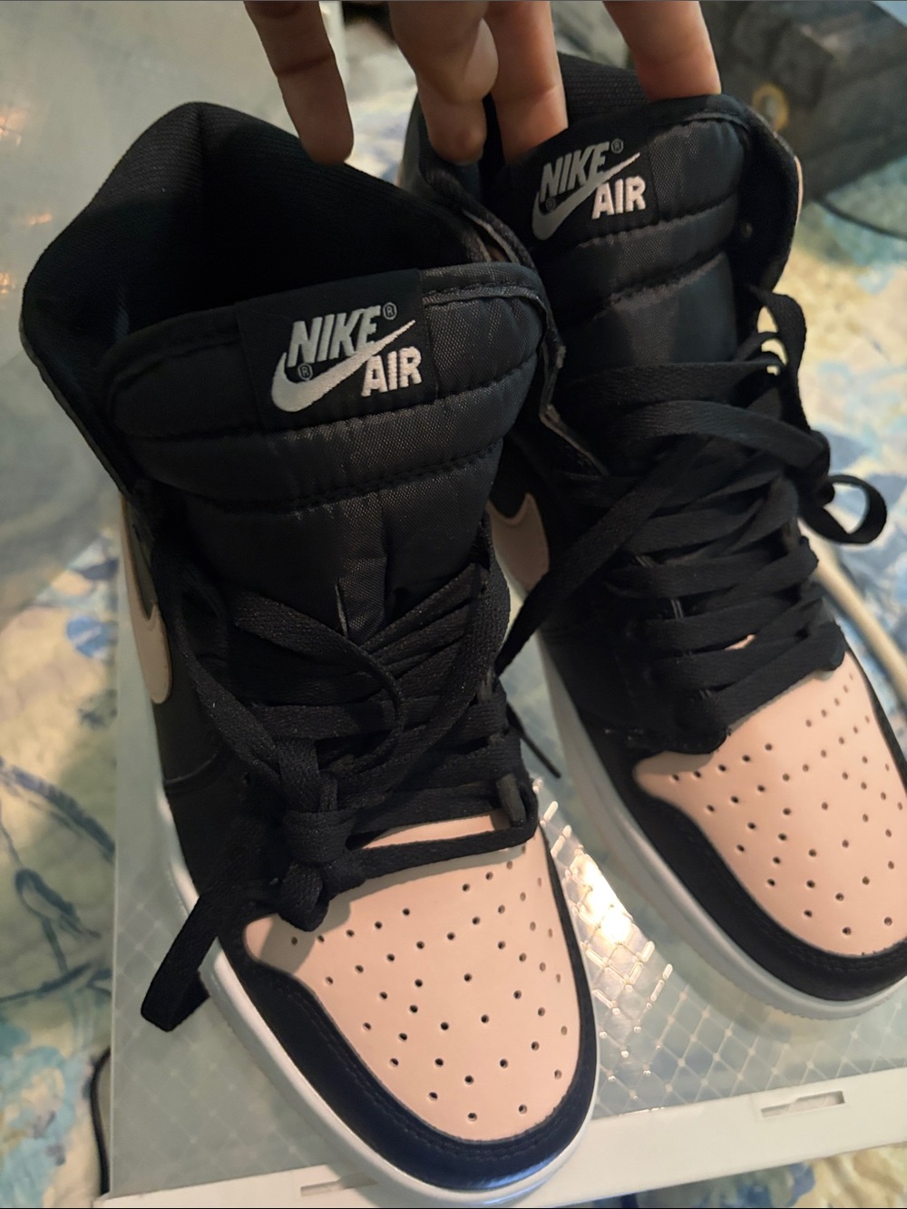 Jordan Women's High-Top Sneakers in Black and Light Pink